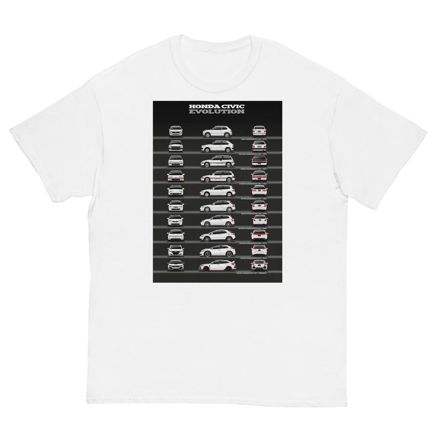 honda civic evolution history t-shirt white