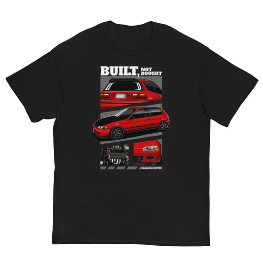 red Honda Civic EG hatchback T-shirt 1992 black